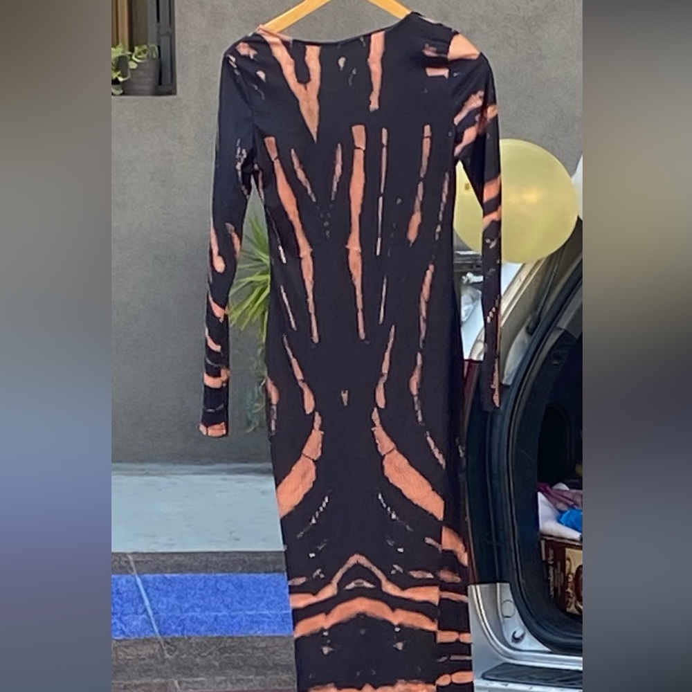 Black and Orange Long Sleeve Dress